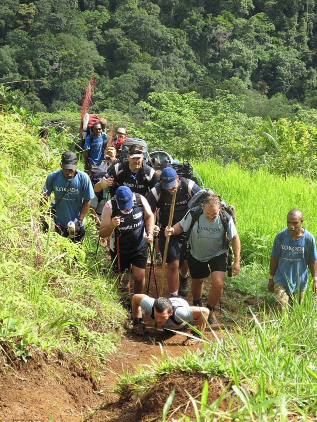 Kurt Fearnley and Kokoda Spirit team ascending the Track